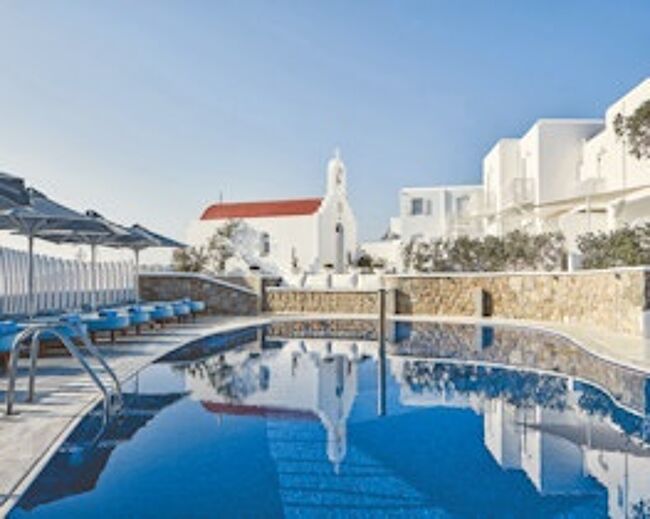 myconian kyma, pool + exterior