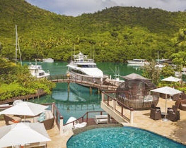 marigot bay resort & marina, harbour and pool