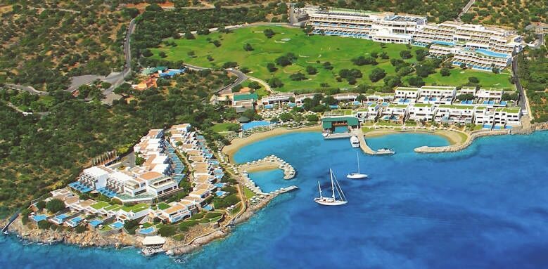 Crete, porto elounda golf & spa resort aerial view